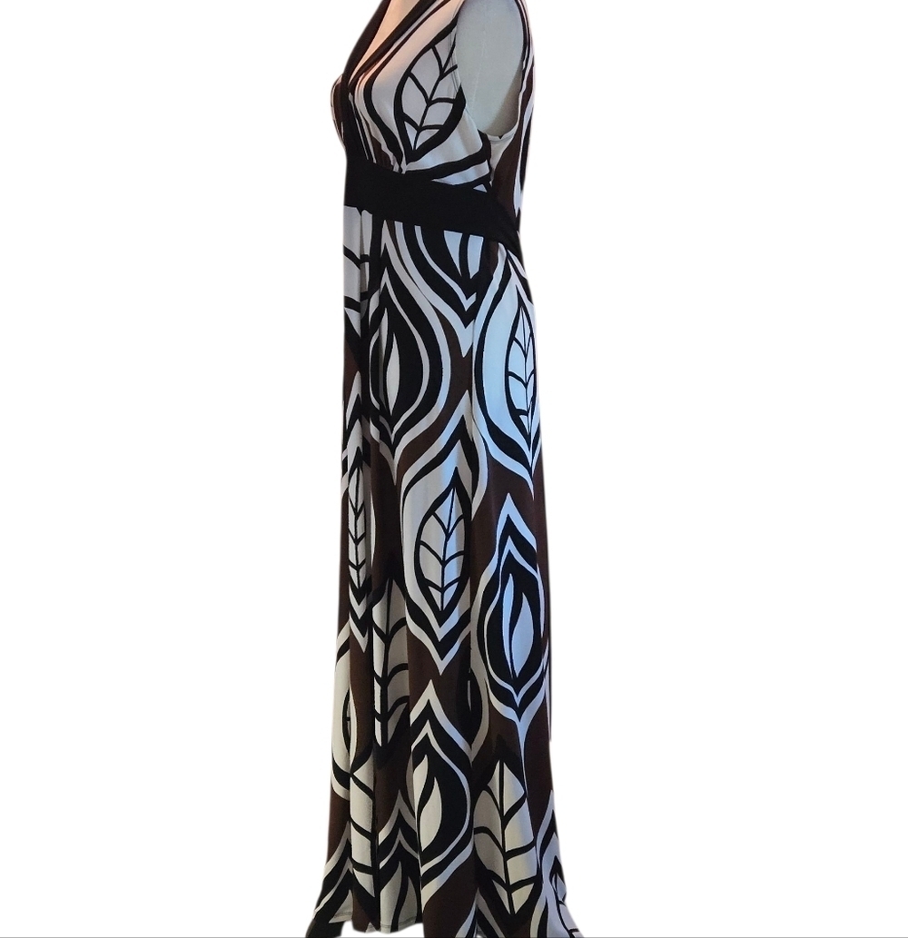Y2K Bisou Bisou Sleeveless Maxi Dress Women 14W Black Brown White Down-Town Girl - Picture 5 of 15